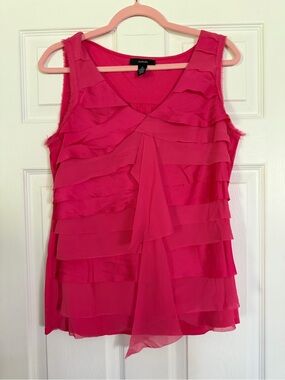 Alfani Hot Pink Layered Ruffle Sleeveless Camisole